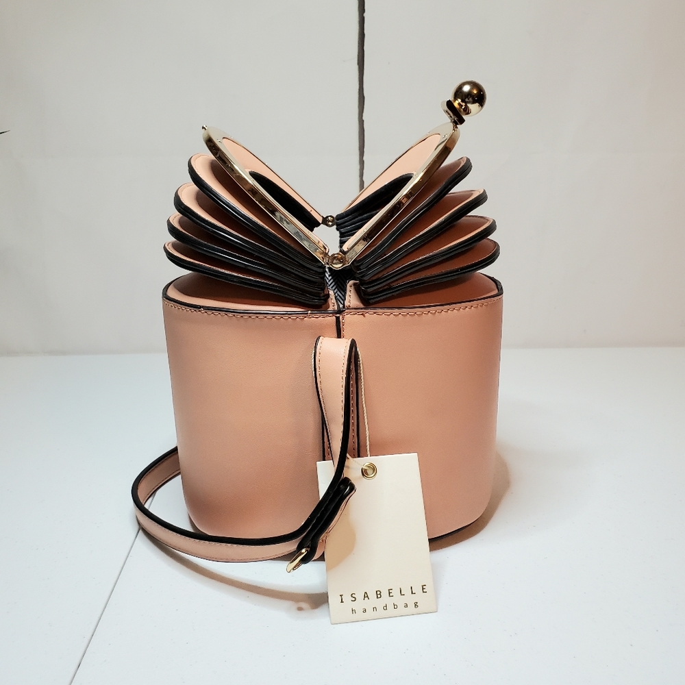 *SOLD* Isabelle Accordion Vegan Leather Bucket Bag - Picture 4 of 9